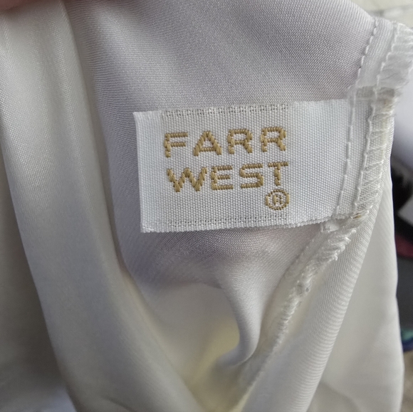 Vintage White Satin Slip Dress with Black Lotus Print - Picture 3 of 11